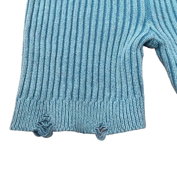 Out From Under Shorts Women Size S Knit Short Turquoise Elastic Waist Distressed - Picture 5 of 9